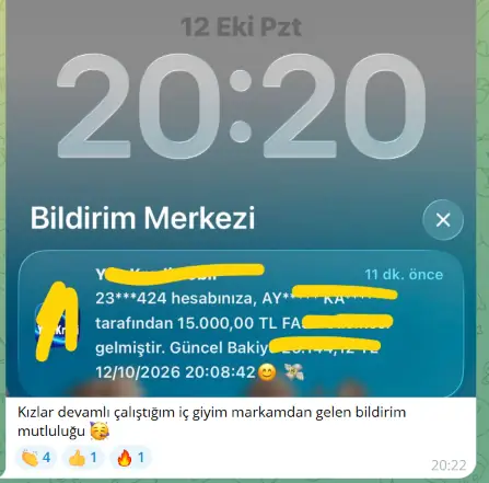 Düzenli çalıştığı markadan ödeme — ekran görüntüsü