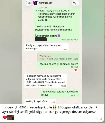 Ajans üzerinden video anlaşması — ekran görüntüsü