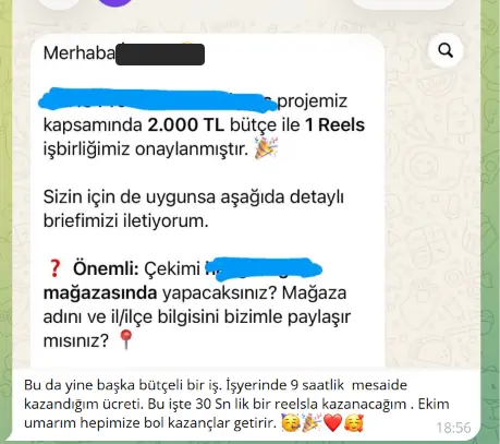 Bütçeli Reels iş birliği — ekran görüntüsü