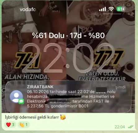 İş birliği ödemesi — ekran görüntüsü