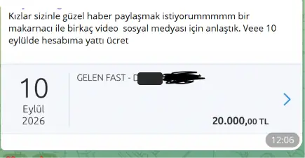 Sosyal medya videoları ödemesi — ekran görüntüsü