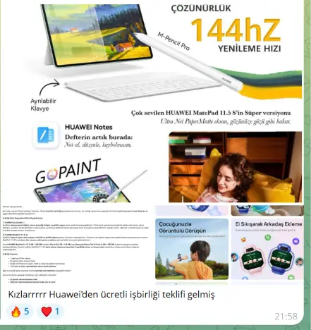 Teknoloji markasından teklif — ekran görüntüsü
