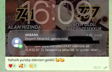 Yurt dışı iş birliği ödemesi — ekran görüntüsü