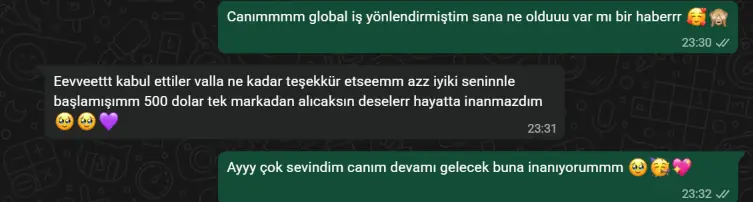 Yönlendirdiğim işe kabul — ekran görüntüsü